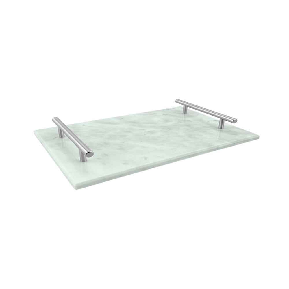 BANDEJA RECTANGULAR 30X20x4.5CM (N20-05521) BLANCO/PLATEADO/GRIS
