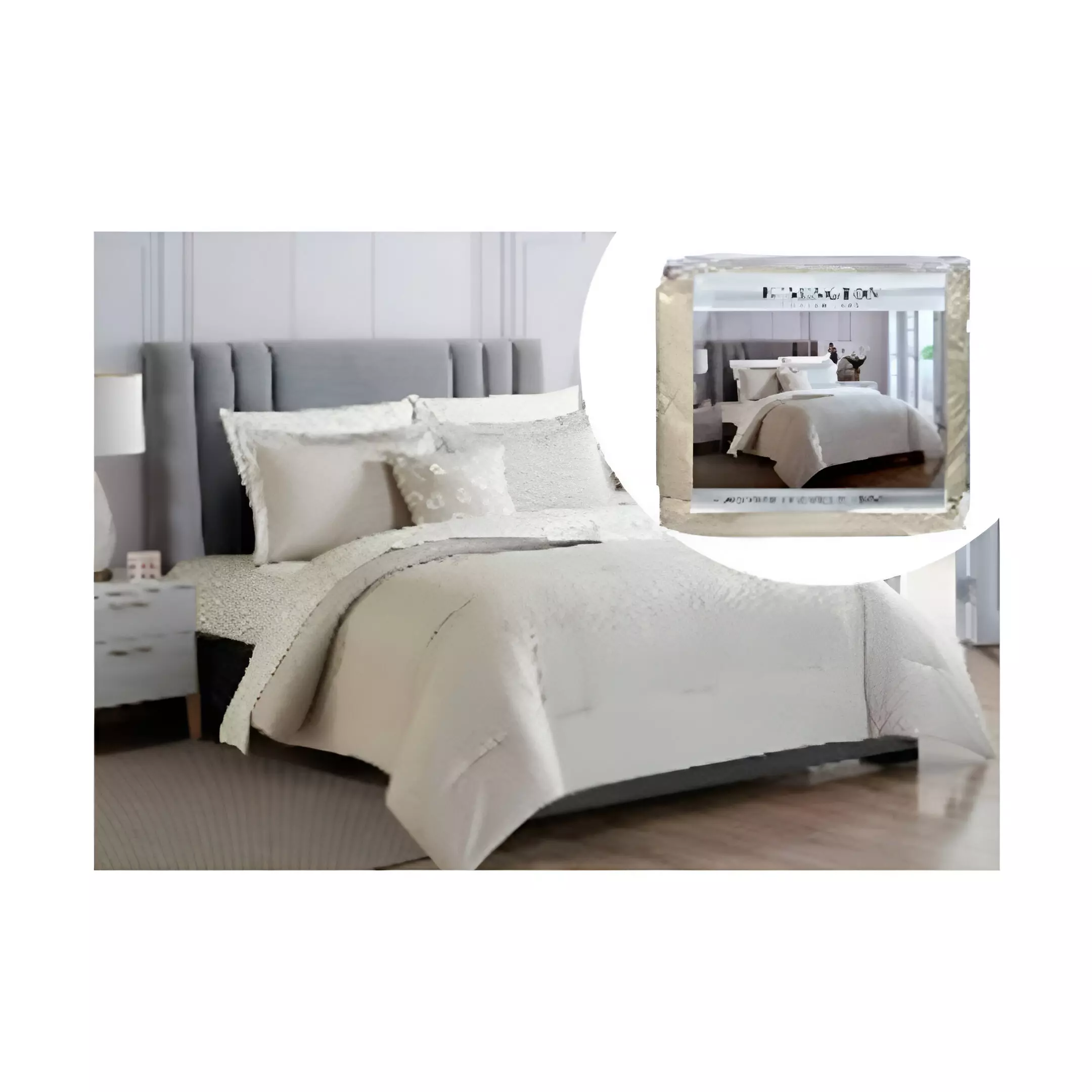 COMFORTER KING 8 PZAS 104" X88" 724-1442009 CREMA/BLANCO BCSK41679